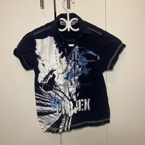 navy blue button up top skater vibez🎀